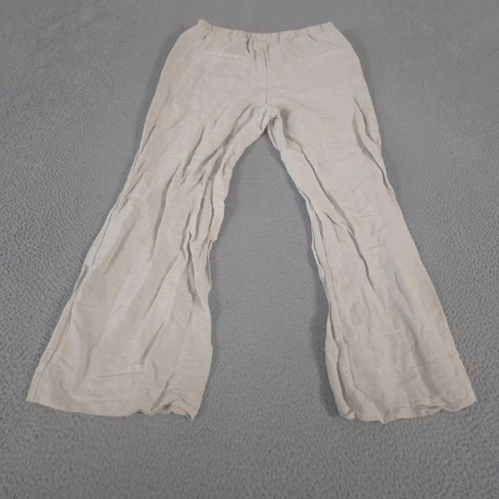 H&M Pants‎ Womens Small Straight-Leg Linen-Blend Drawstring Elastic Waist Pocket